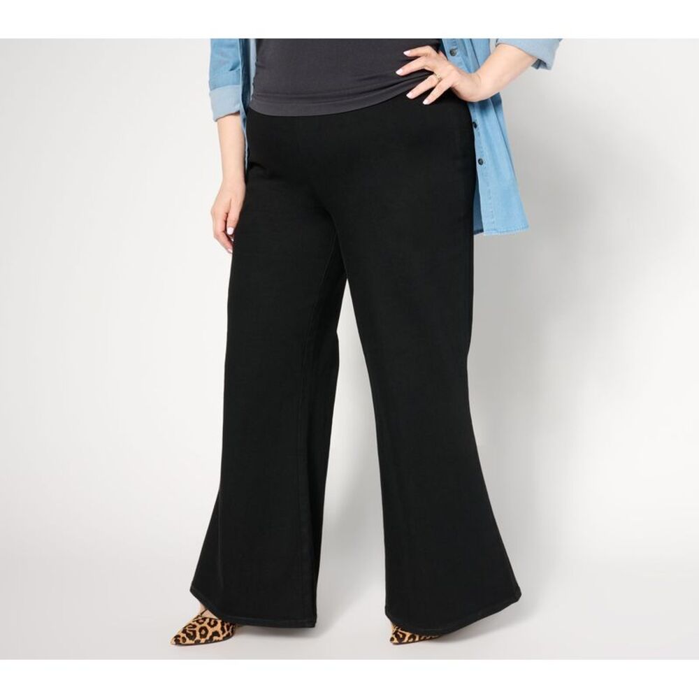Peace Love World Women's Pants Sz 10 Authentic Denim Wide Leg Jeans Black